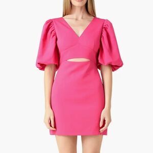 Endless Rose Puff Sleeve Cutout Minidress